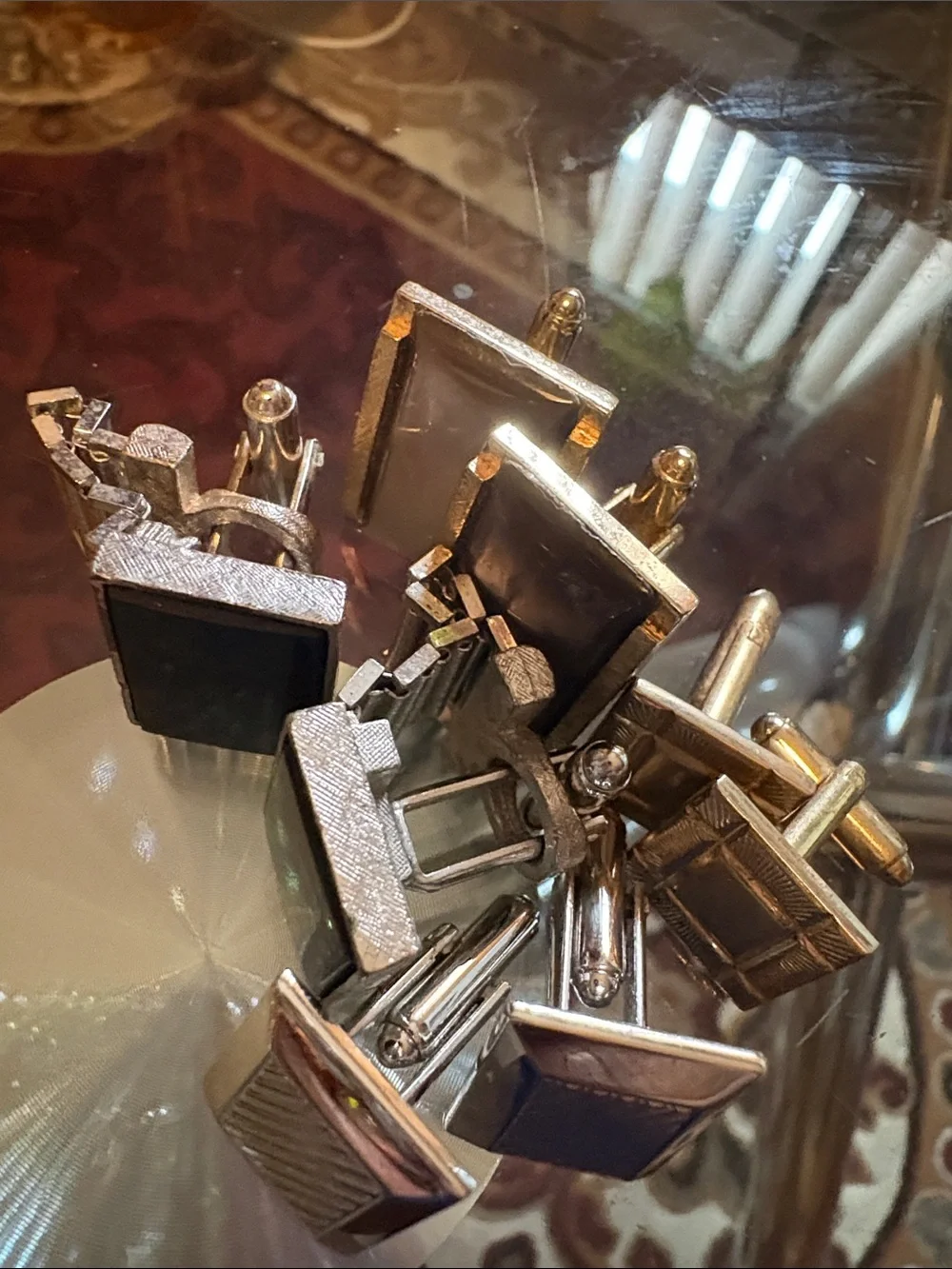 Men’s Jewelry Set For Ties, 7 cufflinks 2 money clips 4 tie pins, 2 tie bars